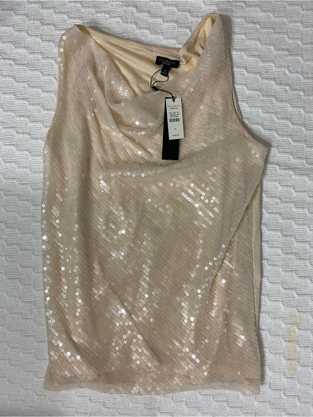 Talbots Ivory/Cream Top w/Stunning Sequin Overlay